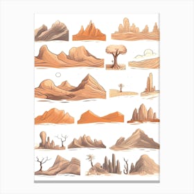 Hand Drawn Desert Line Art 2 Canvas Print