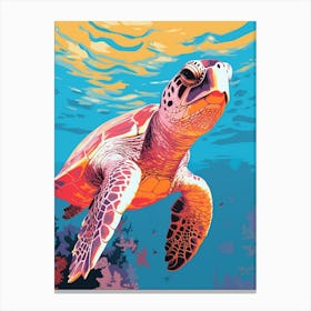 Sea Turtle Swimming Colour Pop 2 Canvas Print