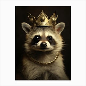 Vintage Portrait Of A Barbados Raccoon Wearing A Crown 4 Canvas Print