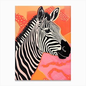 Patterned Portrait Of A Zebra Canvas Print