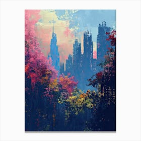 Cityscape At Sunset | Pixel Art Series 1 Canvas Print