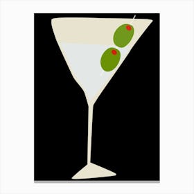 Martini With Olivescocktail  Kitchen Ilustration Canvas Print