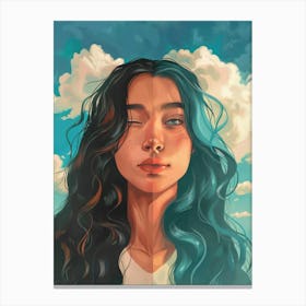 Girl With Blue Hair 15 Canvas Print