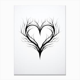 Minimalist Black Tree Branch Heart 2 Canvas Print