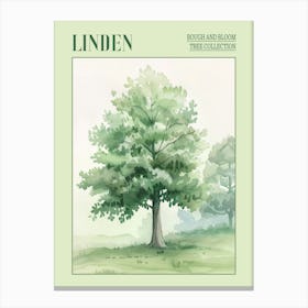 Linden Tree Atmospheric Watercolour Painting 3 Poster Canvas Print
