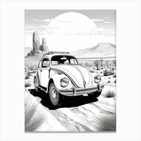 Volkswagen Beetle Desert Drawing 7 Canvas Print