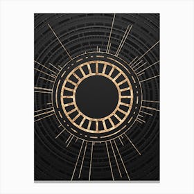 Geometric Glyph Symbol in Gold with Radial Array Lines on Dark Gray n.0050 Canvas Print