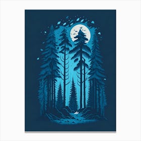 A Fantasy Forest At Night In Blue Theme 17 Canvas Print