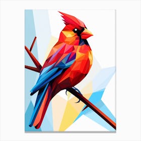 Colourful Geometric Bird Cardinal 2 Canvas Print