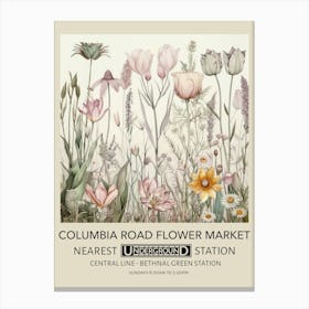 Columbia Road Flower Market 4 Vintage Underground Travel Poster Canvas Print