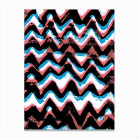 Blue And Red Zigzags Canvas Print