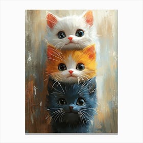 Cute Cats Stacked Together 3 Canvas Print