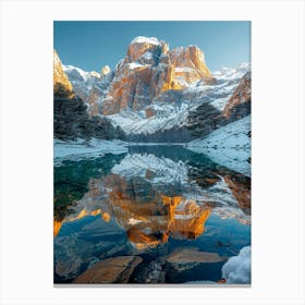 Dolomite Lake In Winter 1 Canvas Print