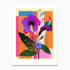 Petunia 1 Neon Flower Collage Poster Canvas Print