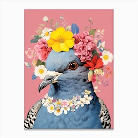 Bird With A Flower Crown Pigeon 1 Canvas Print