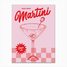 Martini Print Pink Canvas Print