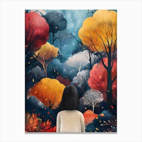 Autumn Forest, Vibrant, Bold Colors, Pop Art Canvas Print