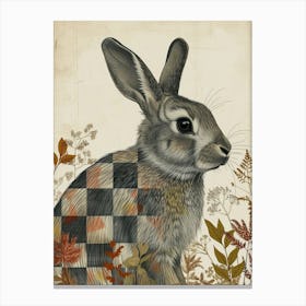 Checkered Giant Blockprint Rabbit Illustration 4 Canvas Print