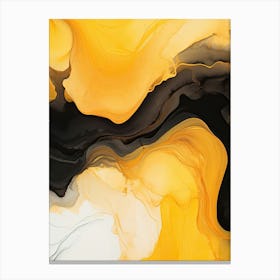 Yellow And Black Flow Asbtract Painting 3 Canvas Print