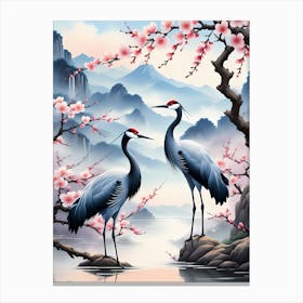 Asian Cranes Canvas Print