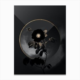 Shadowy Vintage Rose Botanical in Black and Gold n.0085 Canvas Print