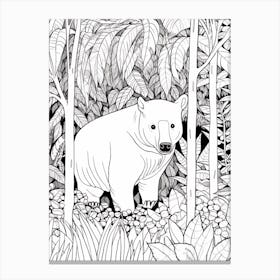 Line Art Jungle Animal Malayan Tapir 3 Canvas Print