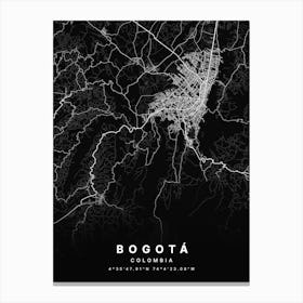 Bogota Colombia Black Map Canvas Print