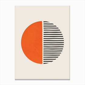 Minimalist Lines Circle Orange Canvas Print