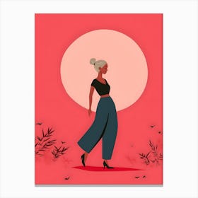 Illustration Of A Woman Walking Canvas Print