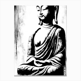 Buddha Symbol Black And White Painting Canvas Print