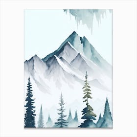 Mountain And Forest In Minimalist Watercolor Vertical Composition 274 Canvas Print