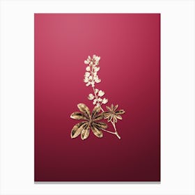 Gold Botanical Half Shrubby Lupine Flower on Viva Magenta n.0971 Canvas Print