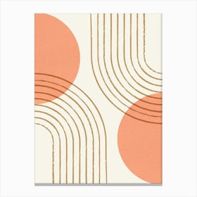 Sun Arch Double Abstract Modern Minimalist - Coral Canvas Print