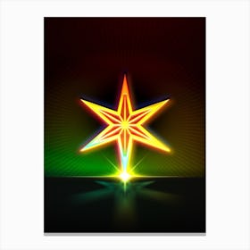Neon Geometric Glyph in Watermelon Green and Red on Black n.0058 Canvas Print