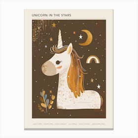 Unicorn & Stars Muted Pastels 2 Poster Canvas Print