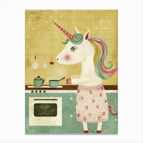 Pastel Unicorn Cooking In The Kitchen 1 Canvas Print