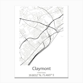 Claymont,United States Minimalist Map 1 Canvas Print