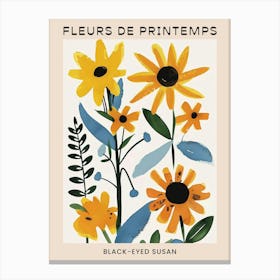 Spring Floral French Poster  Black Eyed Susan 3 Canvas Print