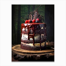 Chocolate Cake In The Forest sweet food 1 Canvas Print