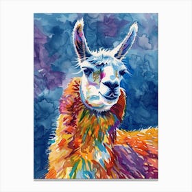 Llama Colourful Watercolour 2 Canvas Print