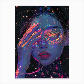 Girl With Stars On Her Face Canvas Print