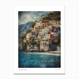 Amalfi Coast, Salerno Italy Pencil Drawing Style 6 Canvas Print