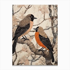 Two Birds Art Nouveau Poster 7 Canvas Print