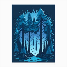 A Fantasy Forest At Night In Blue Theme 46 Canvas Print