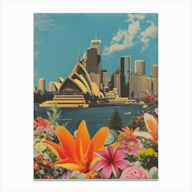 Sydney   Floral Retro Collage Style 2 Canvas Print