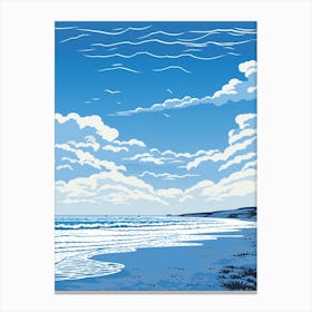 A Screen Print Of Croyde Bay Beach Devon1 Canvas Print