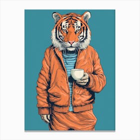 Tiger Illustrations Wearing Pyjamas 1 Canvas Print