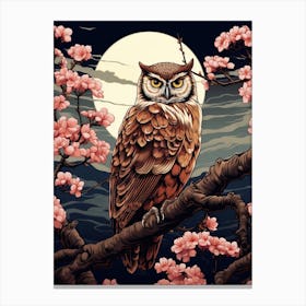Owl Animal Drawing In The Style Of Ukiyo E 1 Canvas Print