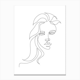 Continuous Line Drawing Of A Woman'S Face 1 Canvas Print