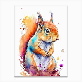 Squirrel Water Color Canvas Print